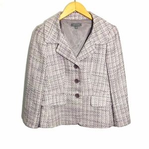 Ann Taylor Tweed Blazer Size 4 Collard Button Fron